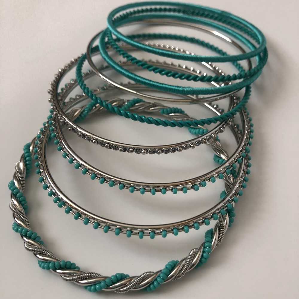 Silver/Turquoise Bracelet Set - Picture 4 of 5